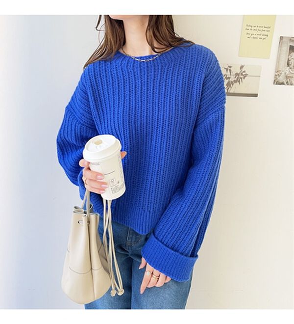 GeeRA（ジーラ）の「ラーベン編モヘアタッチニットトップス（ニット・セーター）」｜詳細画像