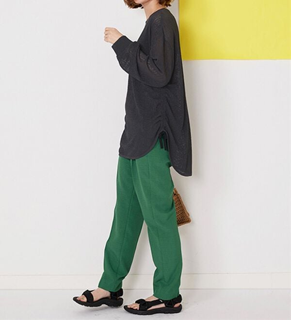 BELLUNA（ベルーナ）の「程よい透け感！メッシュ素材ドロスト使いチュニック（チュニック）」｜詳細画像