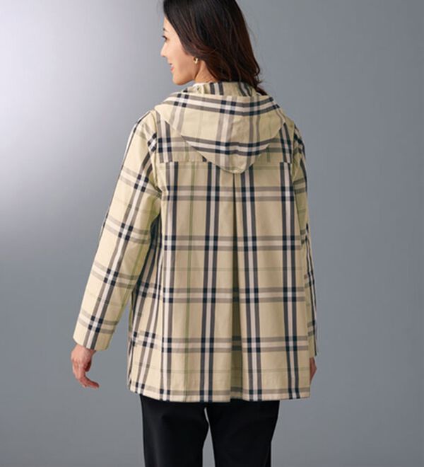 BELLUNA（ベルーナ）の「メモリー調チェック柄デザインコート（ライナー付）（ハーフコート）」｜詳細画像