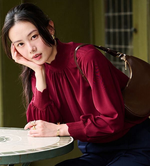 RANAN（ラナン）の「スカラップリブニット使いブラウス（ブラウス）」｜詳細画像