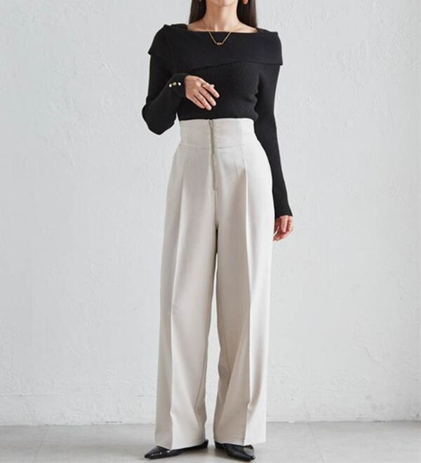 RANAN（ラナン）の「ハイウエストジップワイドパンツ（ワイドパンツ・ガウチョ）」｜詳細画像