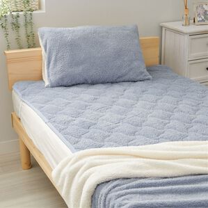 iellio（イエリオ）の「もこもこ軽寝具シリーズ　敷パッド（ボックスシーツ・ベッドシーツ）」｜ブルーグレー