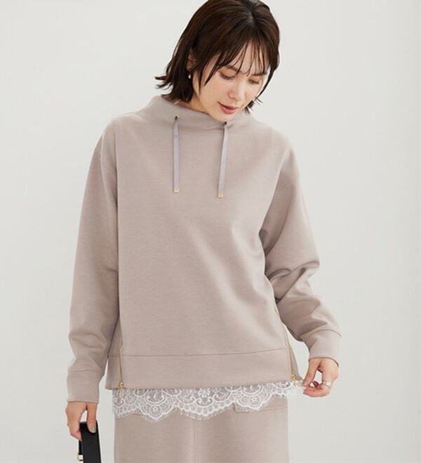 BELLUNA（ベルーナ）の「なめらかタッチ！もっちりん裾ジッププルオーバー（カットソー）」｜詳細画像