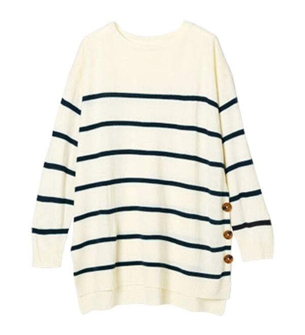 RANAN（ラナン）の「サイドボタン使いゆったりニットチュニック（チュニック）」｜詳細画像