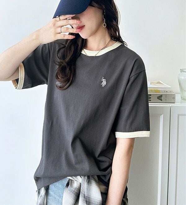GeeRA（ジーラ）の「【ＵＳ．ＰＯＬＯ．ＡＳＳＮ】接触冷感リンガーＴシャツ（Tシャツ）」｜チャコール系