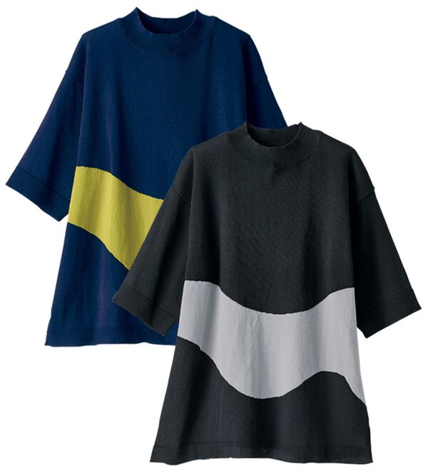 BELLUNA（ベルーナ）の「【２枚組】洗濯後乾きやすい！インターシャニットプルオーバー（ニット・セーター）」｜詳細画像