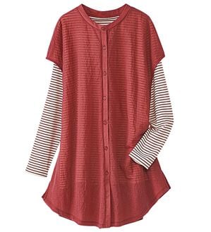 BELLUNA（ベルーナ）の「かのこブラウス＆ボーダーＴシャツアンサンブル（アンサンブル）」｜テラコッタ系