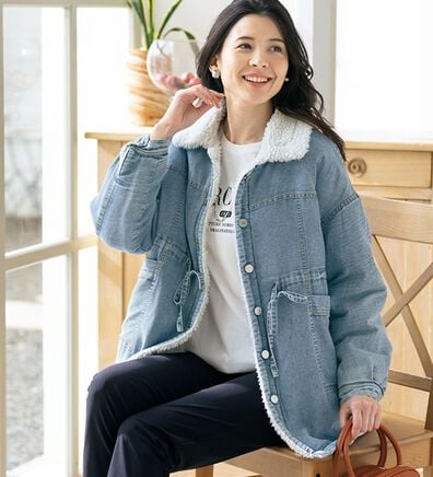 ルフラン（ルフラン）の「裏ボア暖かデニムブルゾン（ブルゾン）」