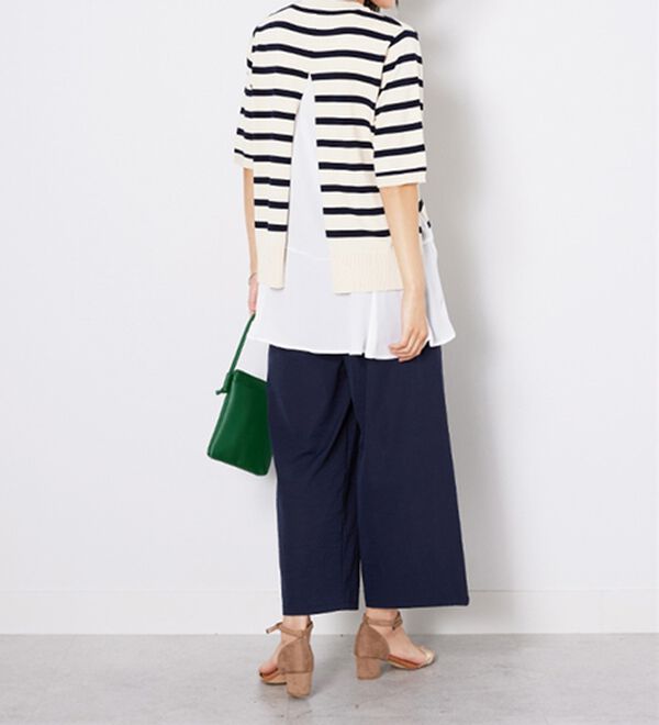 BELLUNA（ベルーナ）の「【2点セット】バックスリットボーダーニットアンサンブル（ニット・セーター）」｜詳細画像