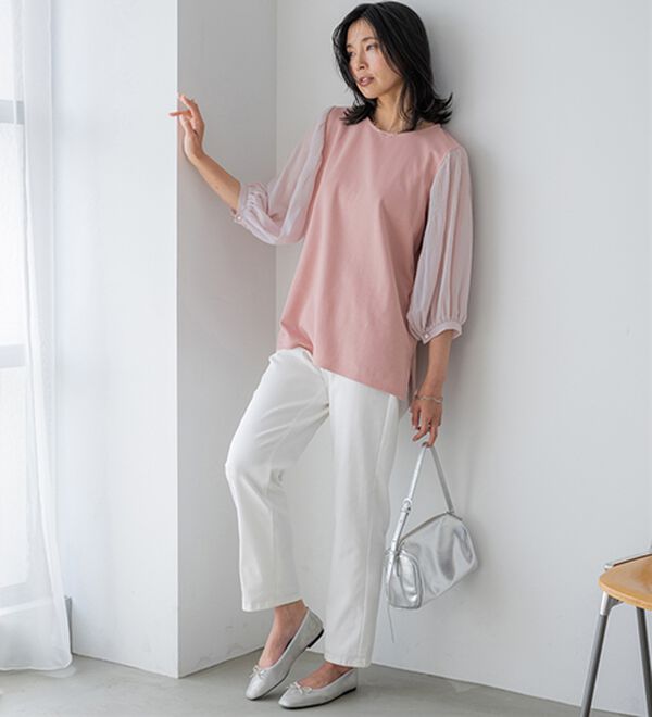 BELLUNA（ベルーナ）の「ヒンヤリ！プリーツ使いデザインプルオーバー（カットソー）」｜詳細画像