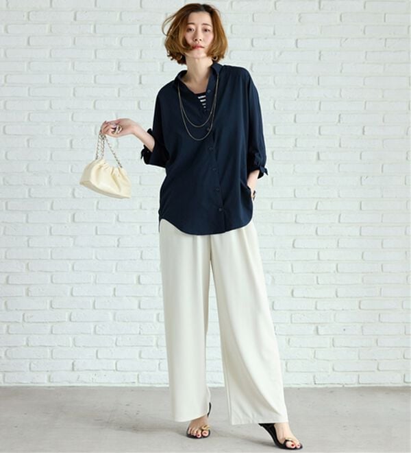 BELLUNA（ベルーナ）の「【吸水速乾】イージーケア！袖リボンシャツチュニック（チュニック）」｜詳細画像