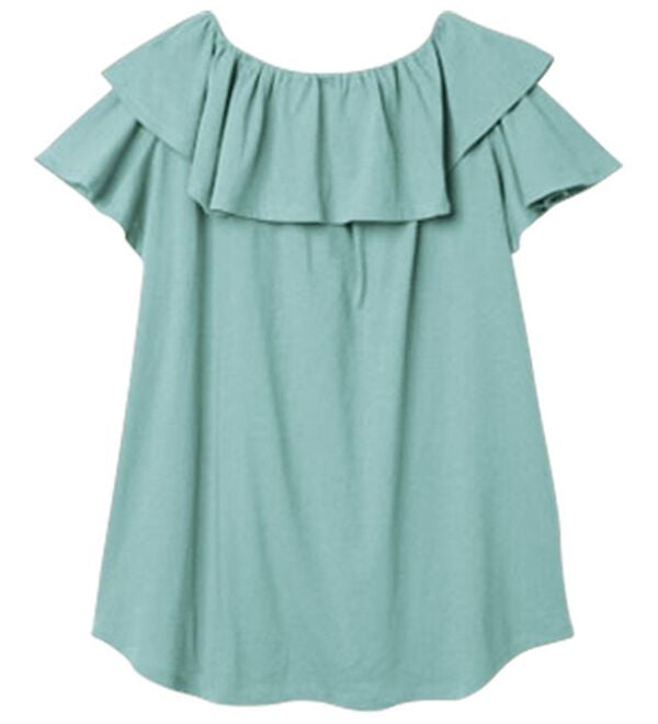 RANAN（ラナン）の「ひんやり！綿１００％フリル衿カットソープルオーバー（カットソー）」｜詳細画像