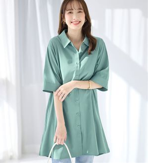 alotta（アロッタ）の「シャツチュニックワンピース（チュニックワンピース）」｜ライトグリーン