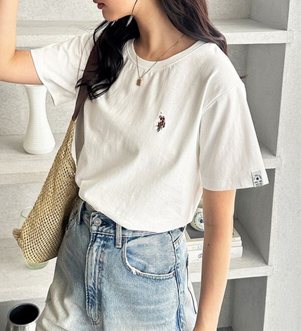 GeeRA（ジーラ）の「【ＵＳ．ＰＯＬＯ．ＡＳＳＮ】接触冷感ワンポイント刺繍Ｔシャツ（Tシャツ）」｜詳細画像