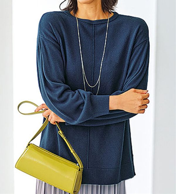 BELLUNA（ベルーナ）の「ふんわりカシミヤタッチニットプルオーバー（ニット・セーター）」｜ライトネイビー