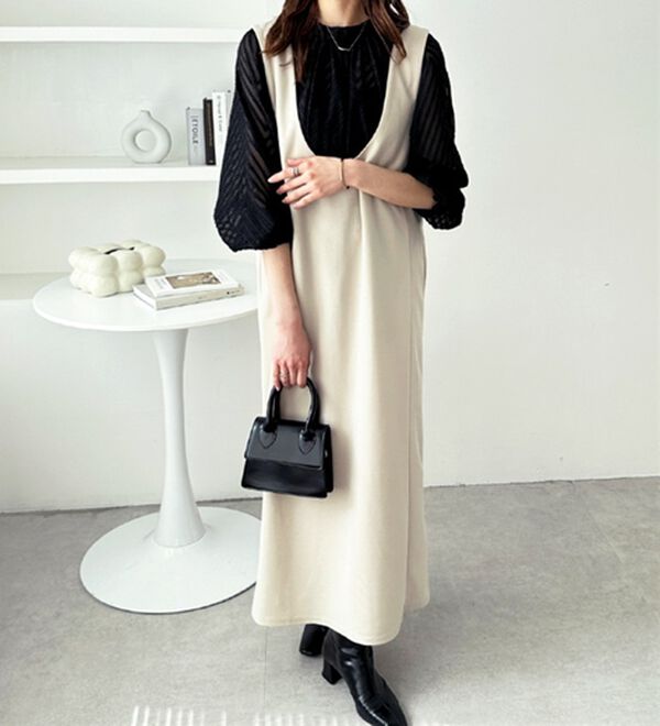 GeeRA（ジーラ）の「楽ちん！ストレッチ前後２ＷＡＹジャンパースカート（ジャンパースカート）」｜詳細画像