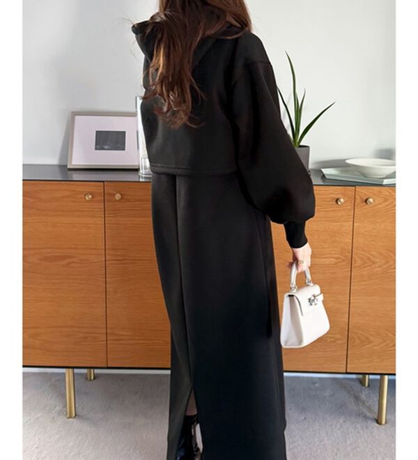 GeeRA（ジーラ）の「セットアップ風ハーフジップワンピース（カットソーワンピース）」｜詳細画像