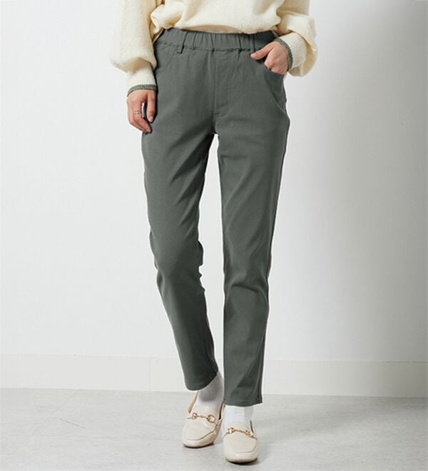 A HAPPY MARILYN（アハッピーマリリン）の「【Ｍ～８Ｌ】【選べる丈】のび～る ストレッチ ツイル 魔法の 美脚レギンスパンツ（スリム・スキニーパンツ）」｜チャコール