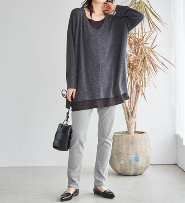 RANAN（ラナン）の「レイヤード風ニットソーチュニック（チュニック）」｜詳細画像