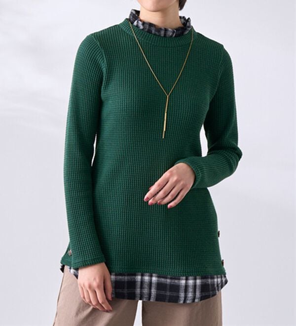 BELLUNA（ベルーナ）の「異素材重ね着風チュニック（チュニック）」｜詳細画像