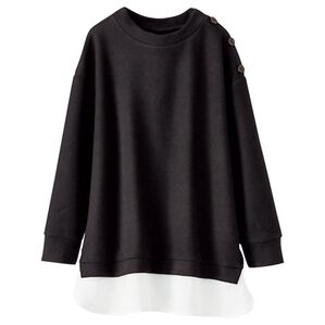 BELLUNA（ベルーナ）の「肩ボタン布帛切替チュニック（チュニック）」｜黒