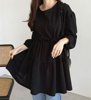 GeeRA（ジーラ）の「前後２ＷＡＹボリュームティアードブラウス（チュニック）」｜ブラック