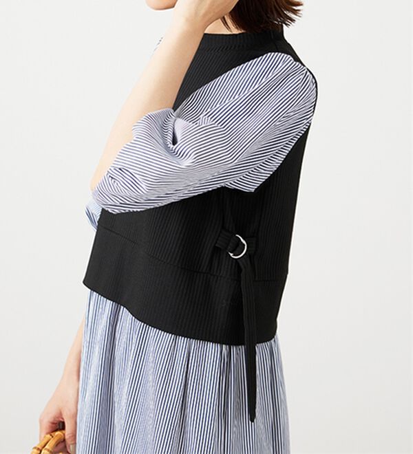 BELLUNA（ベルーナ）の「ベルト使い異素材切替ワンピ―ス（その他ワンピース）」｜詳細画像