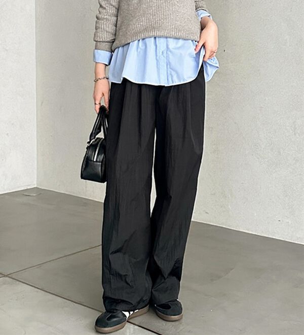 GeeRA（ジーラ）の「さらとろ素材が嬉しい！ダブルタックワイドパンツ（フルレングスパンツ）」｜詳細画像