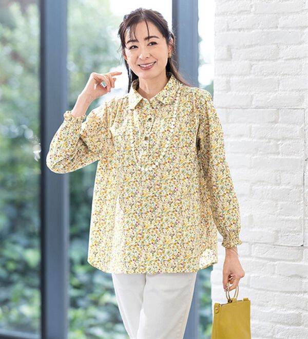 ルフラン（ルフラン）の「【３色組】毎日着たい！綿１００％小花柄ブラウス（ブラウス）」｜詳細画像