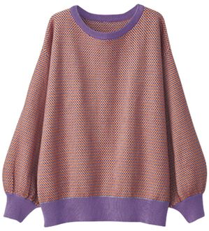 BELLUNA（ベルーナ）の「ジャカード素材パフスリーブプルオーバー（ニット・セーター）」｜ラベンダー系