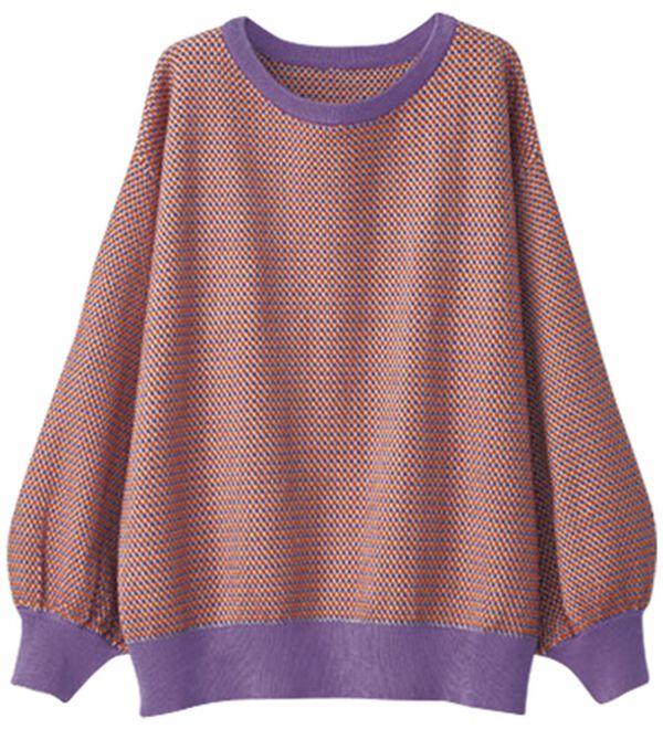 BELLUNA（ベルーナ）の「ジャカード素材パフスリーブプルオーバー（ニット・セーター）」｜ラベンダー系