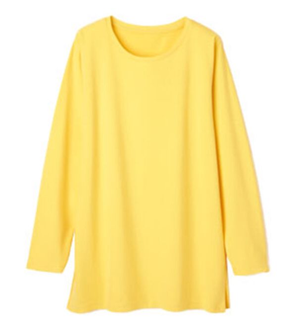 RANAN（ラナン）の「＜ＢＣ＞綿１００％&times;吸湿発熱！あったか裾スリットロングプルオーバー（カットソー）」｜詳細画像