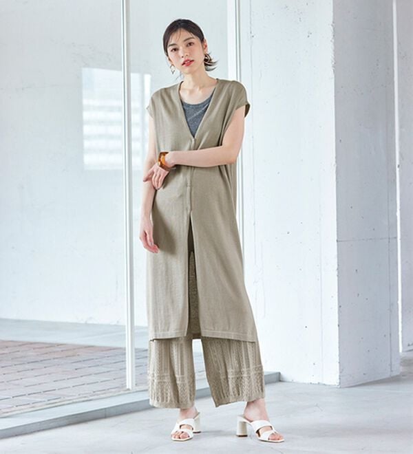 RANAN（ラナン）の「夏でも涼しい！綿１００％ニットセットアップ（セットアップ）」｜詳細画像