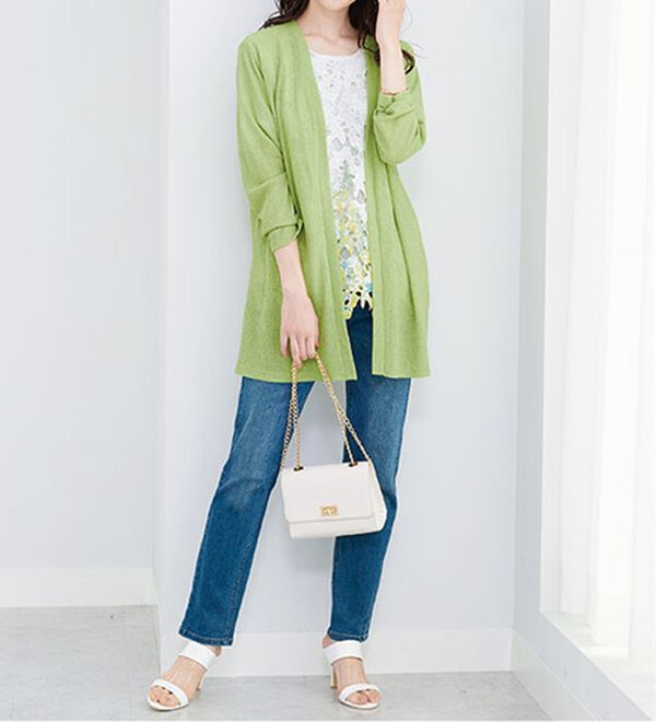 BELLUNA（ベルーナ）の「花柄プリントレースカーディガンアンサンブル（アンサンブル）」｜詳細画像