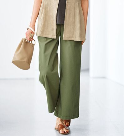 BELLUNA（ベルーナ）の「麻入りストレッチ素材ベイカーワイドパンツ（ワイドパンツ・ガウチョ）」