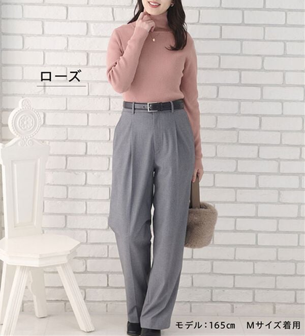 BELLUNA（ベルーナ）の「ハピネスコットン１００％&times;吸湿発熱リブタートルニット＜＆ｃｏｃｏｃｈｉ＞（ニット・セーター）」｜詳細画像