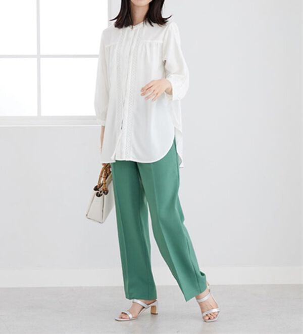 BELLUNA（ベルーナ）の「ビンテージ素材レース使いシャツチュニック（チュニック）」｜詳細画像