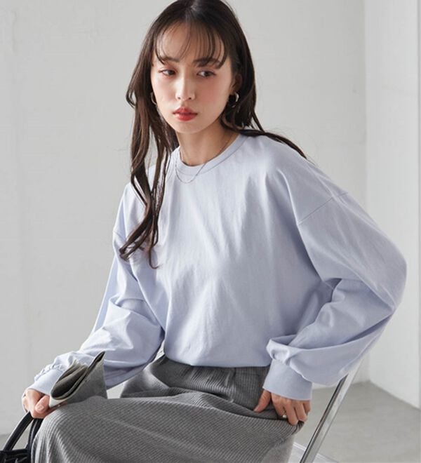 RANAN（ラナン）の「多機能ベーシックオーバーサイズ長袖Tシャツ（Tシャツ）」｜ブルー