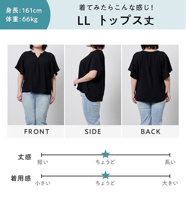 Viola e Viola（ヴィオラ エ ヴィオラ）の「【選べる２丈】さらっと涼感フレアスリーブブラウス（ブラウス）」｜詳細画像