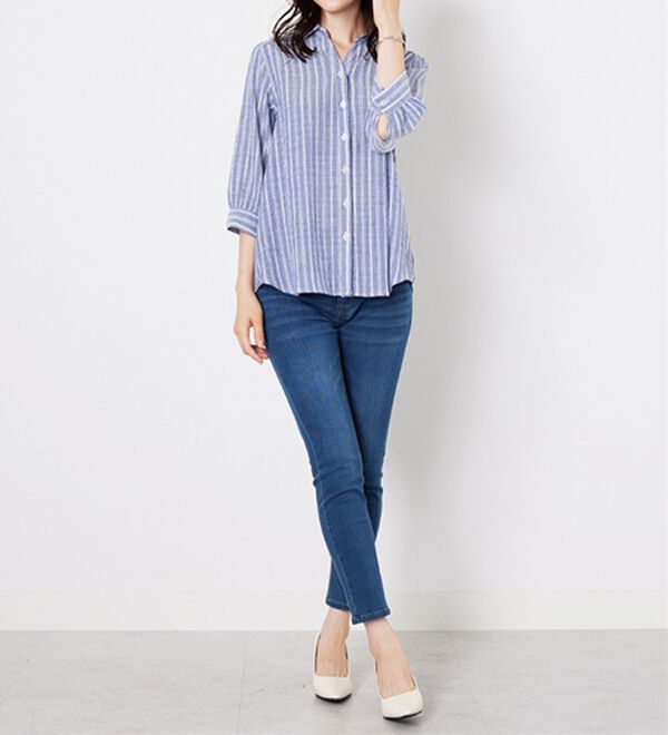 BELLUNA（ベルーナ）の「スキッパー衿ぽこぽこ素材ブラウス（ブラウス）」｜詳細画像