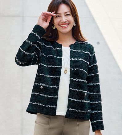 BELLUNA（ベルーナ）の「ファンシーツイード調ニットジャケット（その他ジャケット）」