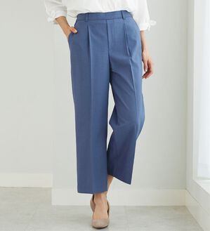 BELLUNA（ベルーナ）の「サラリ美脚見え！タック使いワイドパンツ（ワイドパンツ・ガウチョ）」｜ブルー