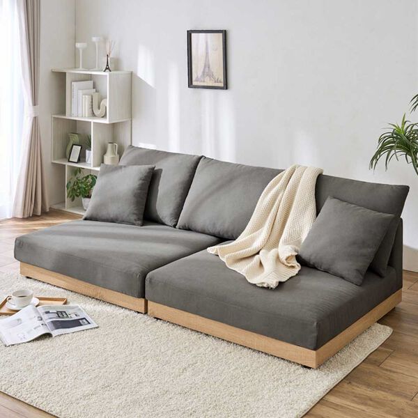 iellio（イエリオ）の「木飾り付ワイドローソファ（ソファ）」｜詳細画像