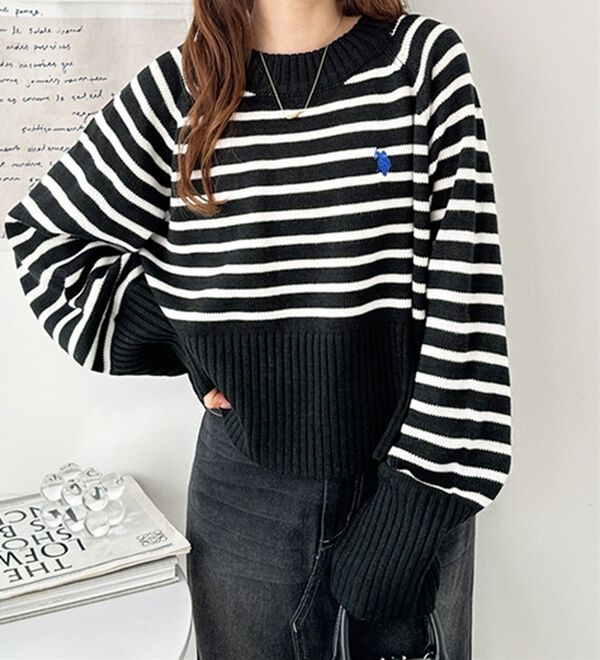 GeeRA（ジーラ）の「【ＵＳ．ＰＯＬＯ　ＡＳＳＮ】ショート丈ニット（ニット・セーター）」｜詳細画像