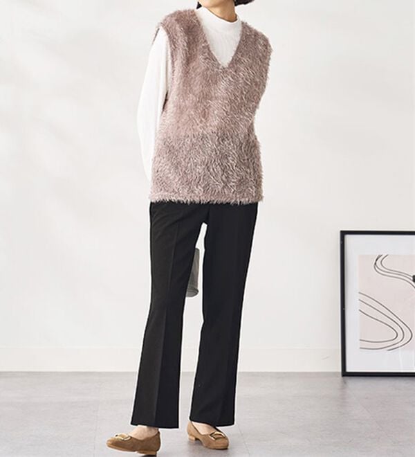 BELLUNA（ベルーナ）の「ジョーゼット素材フレアーパンツ（フルレングスパンツ）」｜詳細画像