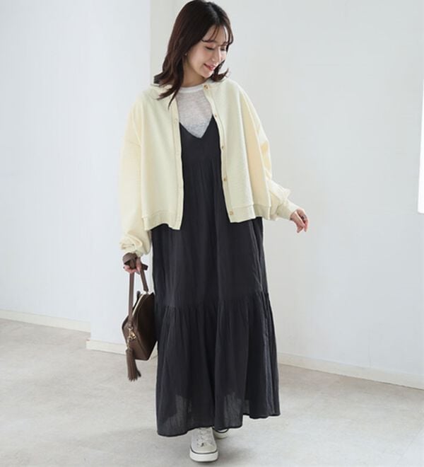 A HAPPY MARILYN（アハッピーマリリン）の「【Ｌ～６Ｌ】【風通るプレミアム】ウエストギャザーＶネックノースリーブワンピース（ロングワンピース）」｜詳細画像