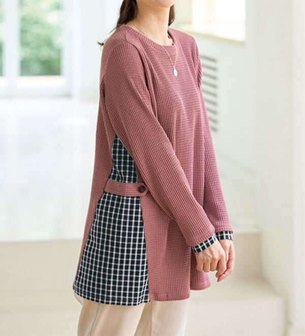 BELLUNA（ベルーナ）の「異素材重ね着風チュニック（チュニック）」｜ローズ