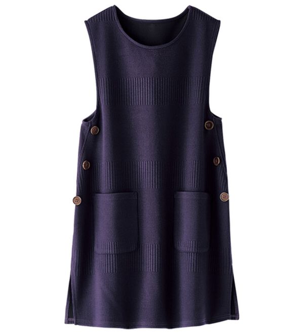 BELLUNA（ベルーナ）の「ボーダージャカード素材釦使いジャンパードレス（ジャンパースカート）」｜詳細画像