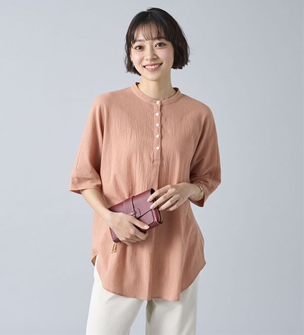 BELLUNA（ベルーナ）の「綿１００％ワッシャー素材ゆったりドルマンブラウス（ブラウス）」｜詳細画像