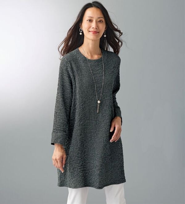 BELLUNA（ベルーナ）の「サッカー調素材ストライプベストアンサンブル（チュニックワンピース）」｜詳細画像